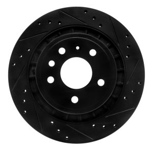 Saab 9-5 Brake Rotor (1) - Rear Right - R1 Concepts - Drilled & Slotted - Black - `02-`10